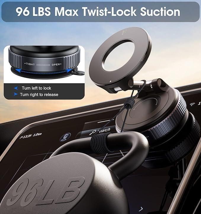 Magnetic Hands-Free Phone Holder with Vacuum Suction