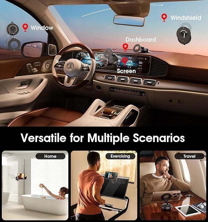 Magnetic Hands-Free Phone Holder with Vacuum Suction